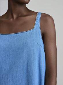 Ontre Women's Blue Denim Dress Casual A-Line Dress Comfortable And Simple Old Money Style Outfit, Going Out