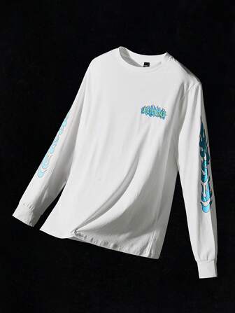 تيشيرت بأكمام طويلة نسائي من القطن بطباعة الحرف والنار، هدية للصديق الحميم، للخروج والصيف، الملابس الرياضية اليومية