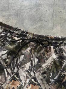 AXEPEAK 男士数码印花宽松梭织短裤，适合夏季，街头风格 - 彩色 - 查看 3