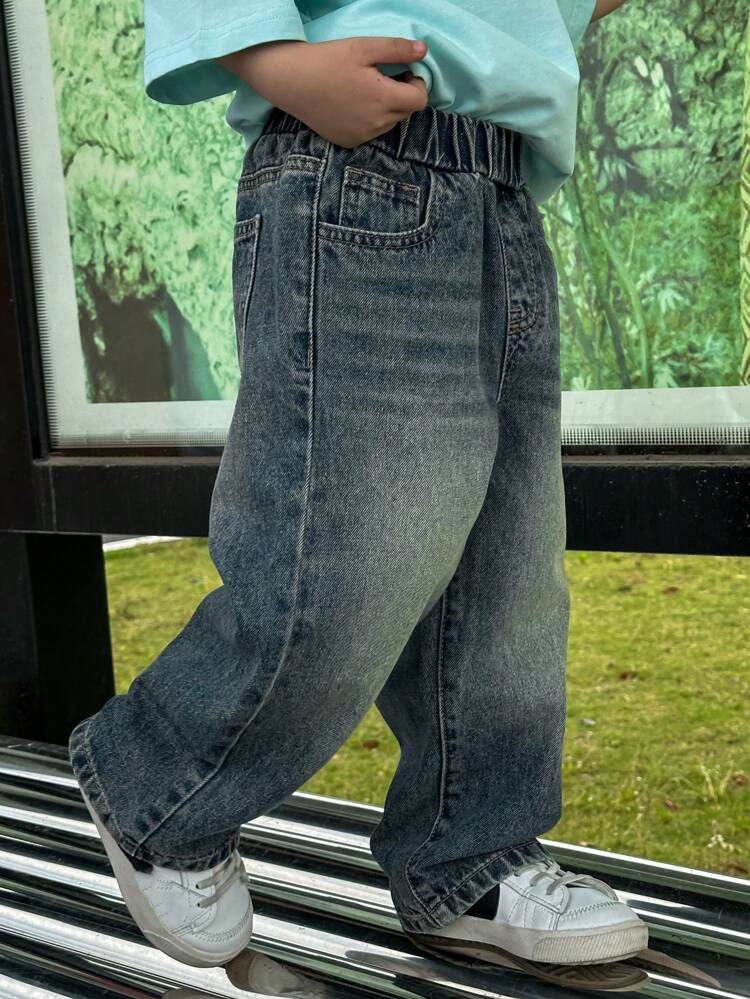 Young Boy Washed Loose Straight Leg Jeans