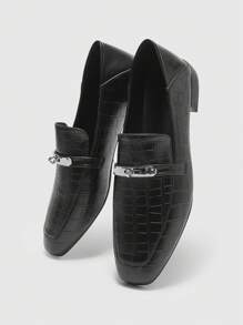 CUCCOO BIZCHIC Women Black Square Toe Casual Comfortable Daily Versatile Flat Loafers - Black - View 10