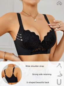 SHEIN 1 pieza Sujetador con aros moldeador de encaje y empalme para mujeres
