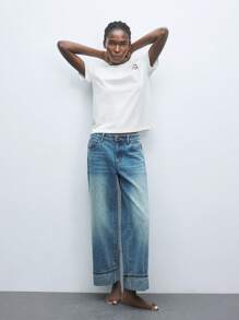 Marilyn Monroe X Maija 女士休闲图案印花宽松T恤，日常百搭 - 白色 - 查看 5