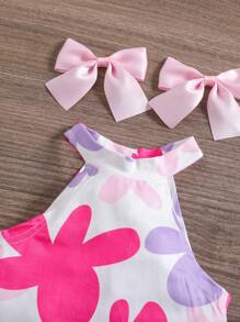 SHEIN LMoss Kids 2件套女婴彩色印花上衣和喇叭裤套装 - 彩色 - 查看 6