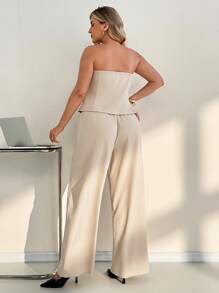 Auralis Plus Size Summer Outfits For Women Professional Women Clothes Women Business Casual Woman Office Outfits For Women Work Clothes Women Birthday Outfits For Women Church Outfits Women Airport Outfit For Women Teacher Outfits For Women Old Money Style Women Elegant Casual Solid Color Bandeau Top Off The Shoulder Top And Casual Pants 2 Pieces Set
