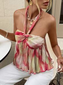 Serisse Women's Tie Neck Printed Blouse Summer - Multicolor - View 2