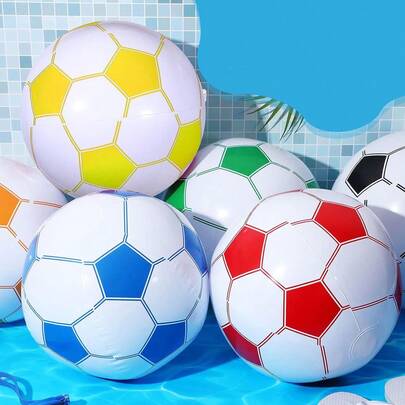 1pc/5pcs Cross Border Inflatable Beach Football/Beach Ball/Swimming Pool Decoration PVC Inflatable Advertising Ball, World Cup, Water Inflatable Football, Suitable For Party Decoration On The Beach Or Swimming Pool, Outdoor Sports Ball For Water Gaming Activities