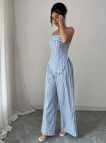 Elenzga Women Two Pieces Outfits For Daily Wear - Blue - View 5