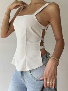 Siren Gaze New Summer Large Backless Strap Tops, Fashionable And Elegant Sexy Suspenders, Sleeveless Wrap Tops Party - Apricot - View 3