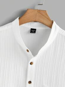 VIVINTIMO Men's Solid Color Simple Daily Short Sleeve Shirt Shirts For Men Polo Shirts For Going Out - White - View 3