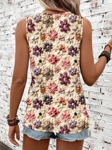 EMERY ROSE Casual Minimalist Colorful Floral Pattern Women Tank Top, Suitable For Summer Vacation