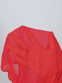 Zestiva Women's Solid Color Metal Pendant Halter Tied Backless Sexy Red Bikini 3pcs Swimsuit Set For Beach/Resort For Summer Beach Vacation - Red - View 8