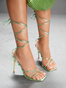 CUCCOO SZL 女士时尚优雅高跟凉鞋，夏季 - 薄荷綠 - 查看 8