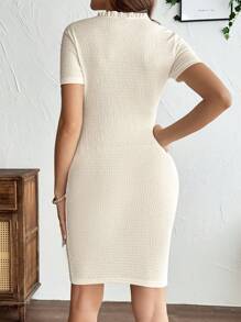 SHEIN Maternity Minimalist Elegant Texture Bodycon Dress,   Summer Clothes Maternity Summer Dress - Apricot - View 2