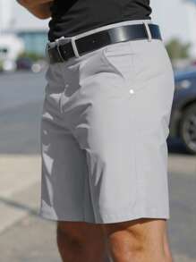 Manfinity Mode Men's Solid Color Simple Slim Fit Stylish Casual Shorts, Valentine's Day Shorts - Light Grey - View 3