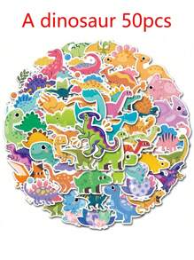 50 piezas de pegatinas impermeables con diseños de dinosaurios, texto curativo, texto de incentivo, gatos divertidos, temas de animales, temas de texto, dibujos animados, para smartphone, portátil, botella de agua, fundas de teléfono, camping, tema de dinosaurios, vinilos para fiesta de cumpleaños y festival