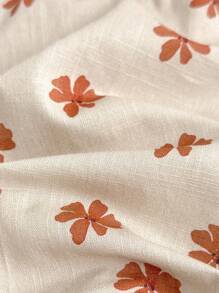 Loomiva Young Girls' Ditsy Floral Printed Ruffle Hem Top And Pants 2-Piece Set, Spring/Summer - Khaki - View 6