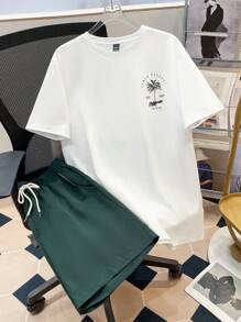 Manfinity Joysei Men's Casual Holiday T-Shirt Set, Suitable For Summer, Cozy Outfits - Multicolor - View 2