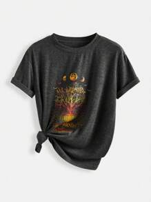 Velisys Velisys Women's Printed Short Sleeve Crew Neck Athletic T-Shirt, Summer - Multicolor - View 4