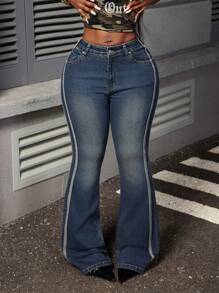 Slaydiva Damen Vintage Gewaschen Minimalistische Jeans