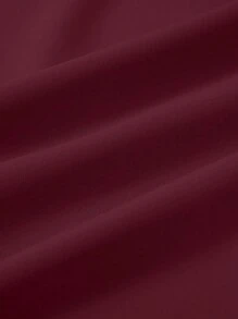 女式夏季优雅纯色盖袖荷叶边上衣 - 酒紅色 - 查看 4