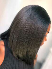 13x4 Pre Everything Wig Black Yaki Bob Bleached Knots Wig Invisible Knots Pre Plucked Hairline Pre Cut Lace Frontal 3D Dome Breathable Cap Affordable Wig Match All Skin Tones Wigs For Women - SNatural - View 2