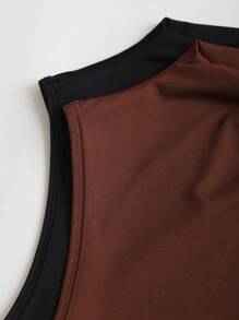 Sweetra Women's Sleeveless Metal Buckle Decor Asymmetric Collar Pleated Slim Fit Top, Summer