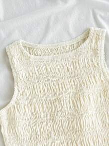 SHEIN 女童杏色喇叭荷叶边迷你连衣裙，休闲百搭，适合外出和返校穿着 - 杏色 - 查看 4