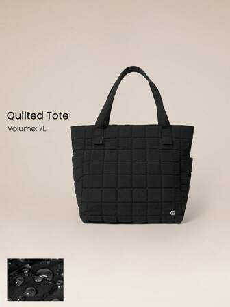 GLOWMODE 7L Water-Resistant Make It Quilted Dual Handle Tote Bag With Multi Pockets Daily Casual