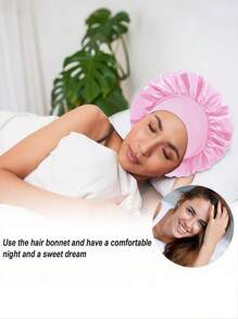 2 piezas Gorro de seda para dormir, gorros de satén, gorro de dormir de banda elástica suave de seda, envoltura de cabello de seda para cabello rizado (negro y dorado) - Decoración del hogar y el baño, gorro de verano para el cabello