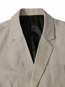 Manfinity Bizformal Solid Color Front Button Pocket Business Casual Long Sleeve Blazer - Khaki - View 4