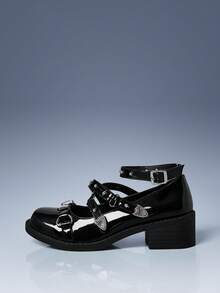 CUCCOO GRLICON Damplattor, Motorcykelstil, Y2K, Cool tjej, Tillbaka till skolan, Halloween, Jul, Festoutfit - Svart - Visa 2