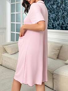 SHEIN Vestaglia da notte premaman casual con bottoni a scatto e bordi a contrasto