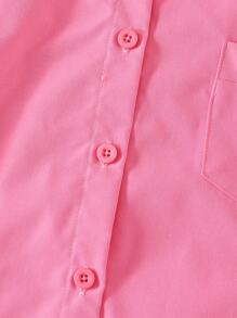 SHEIN Explorewe Tween Girl Pink Short Sleeve Shirt And Black Suspender Jumpsuit, Casual Summer Streetwear 2pcs Set - Pink - View 7