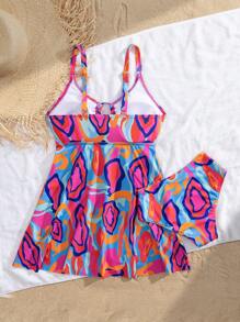Summer Beach Vacation Random Print Swim Dress For Women - Multicolor - View 2