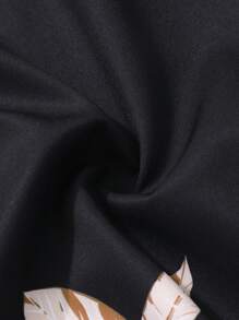 Teens Girls' Vacation Style Floral Print Ruffle Waist Wide Leg Jumpsuit - Black and White - View 4