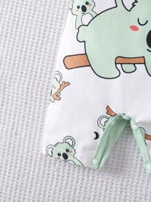 SHEIN Playful Pals Unisex Neugeborenen Baby Jungen Mädchen Outfit 2 in 1 Koala Muster Romper, geeignet für alle Anlässe im Sommer, niedlicher Koala Muster macht Baby noch süßer