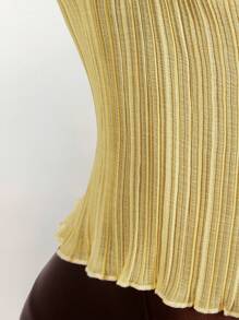 Amplova 女式蕾丝拼布生菜下摆吊带背心 - 黃色 - 查看 6