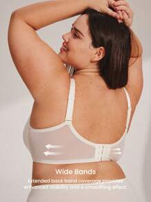 LUVLETTE 女士内衣休闲曲线透视全覆盖支撑透气钢圈性感无衬里白色蕾丝优雅网眼迷你文胸新娘内衣 - 米色 - 查看 2