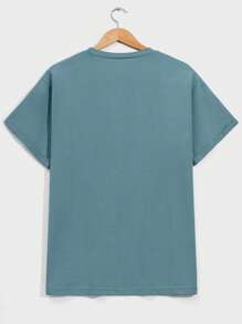 RueChic Men's Casual Round Neck Short Sleeve Letter & Palm Tree Print T-Shirt, Summertime - Army Green - View 2