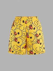 SHEIN Kids/Tween Boys Casual Multi-Way Comfortable Yellow Duckling Print Loose Patchwork Lining Swim Trunks Beachwear, Swimsuit, Swimsuits, Teen Swimsuits, Tween Bathing Suits Boys Duck Shorts Boys Yellow Shorts Duck Bathing Suit Boys Bathing Suit Shorts Yellow Duck Shorts
