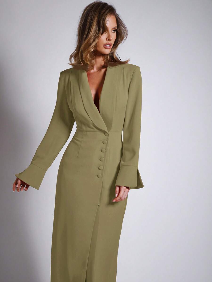 COSMINA Váy Blazer đỏ dự tiệc thanh lịch cho nữ - màu xanh lá - Xem 1