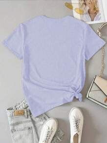 INAWLY Women's Animal Embroidery Decorative Round Neck Short Sleeve T-Shirt