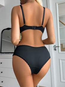DesireSculpt Set de 2 piezas de sujetador acolchado con parche de encaje para mujeres