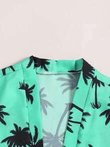 Teens Tropical Palm Tree Allover Print Vacation Outdoor Beach Set - Dark Green - View 5