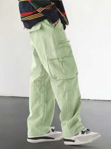 Manfinity EMRG Pantalones holgados de hombre con bolsillos laterales con solapa