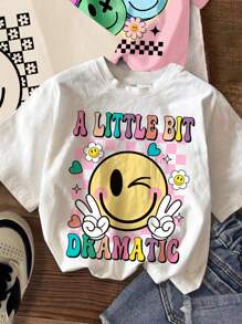 SHEIN Leap Crew Tween Girls Casual Round Neck Short Sleeve T-Shirt, 3pcs Pack, Suitable For Summer