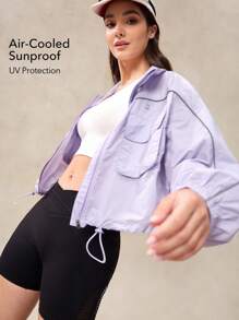 OutZeal WeatherProof-Air Water-Resistant UPF50+ Lightweight Oversize Jacket Women Drawstring Hem For LightRain Everyday Daily Casual