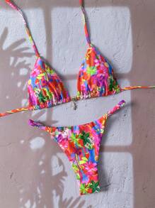 Elavelle Trang phục bikini gợi cảm họa tiết hoa Spaghetti cho nữ mùa xuân - Nhiều màu - Xem 4
