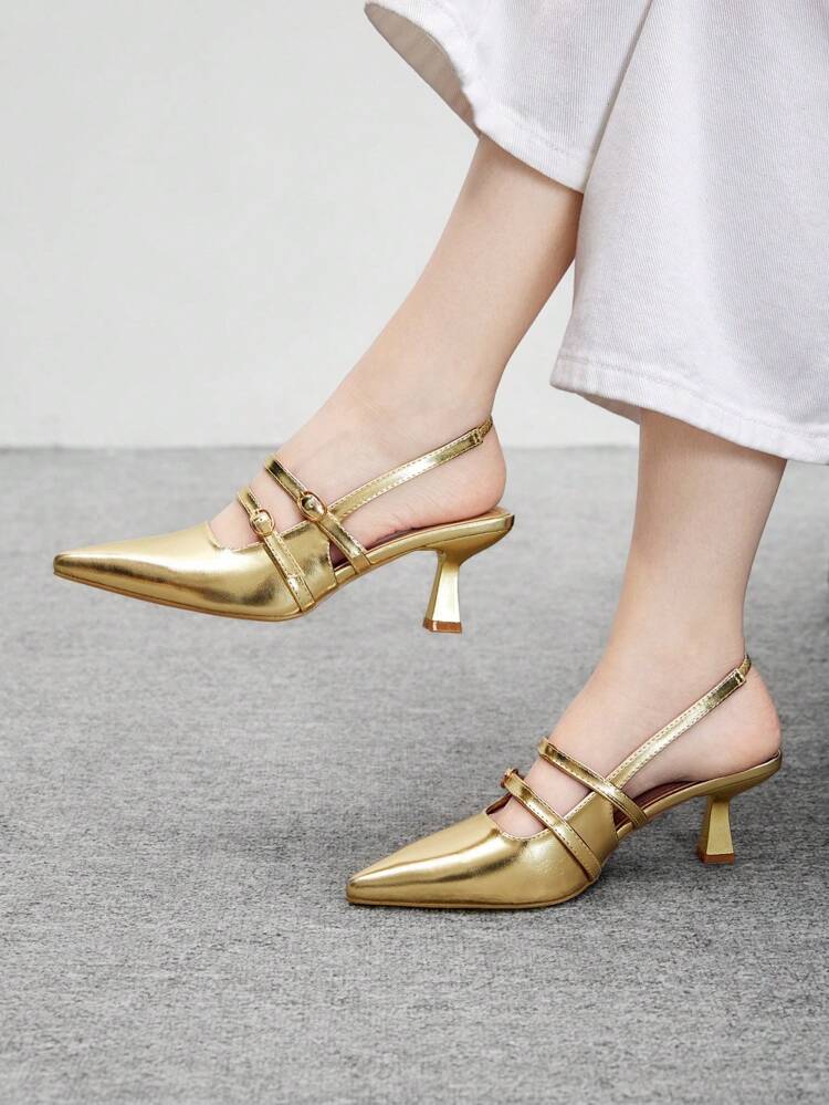CUCCOO BIZCHIC Fashionable & Elegant Gold High Heel Pumps For Summer For Christmas Spring Shoes